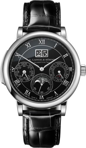 A. Lange & Sohne Saxonia Minute Repeater Perpetual Platinum / Black Enamel 607.091FE