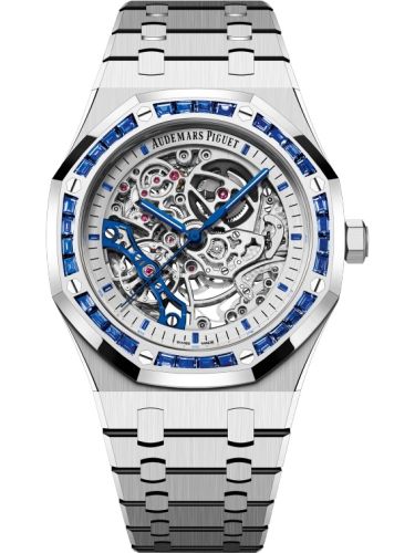 Audemars Piguet Royal Oak 41 Double Balance Wheel Openworked White Gold / Baguette Blue Sapphire 15412BC.SS.1220BC.02
