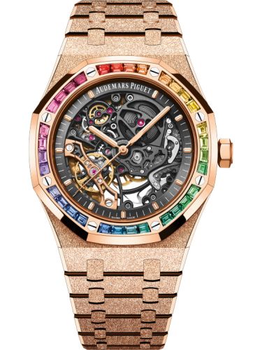 Audemars Piguet Royal Oak 41 Double Balance Wheel Openworked Frosted Pink Gold / Rainbow 15412OR.YG.1224OR.01