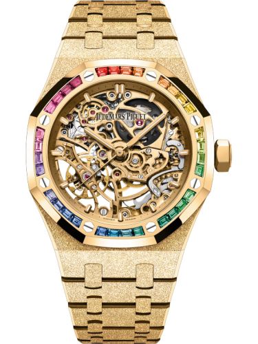 Audemars Piguet Royal Oak 37 Double Balance Wheel Openworked Frosted Yellow Gold / Rainbow 15468BA.YG.1259BA.01