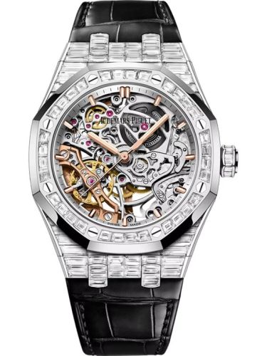 Audemars Piguet Royal Oak 37 Double Balance Wheel Openworked White Gold - Baguette / Strap 15469BC.ZZ.D001CR.01