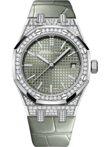 Audemars Piguet Royal Oak Selfwinding 37 White Gold - Diamond / Green / Strap 15551BC.ZZ.D405CR.01