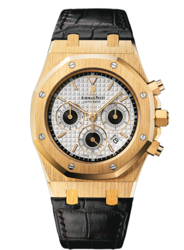 Audemars Piguet Royal Oak 26022 Chronograph Yellow Gold / Silver / Strap 26022BA.OO.D098CR.01
