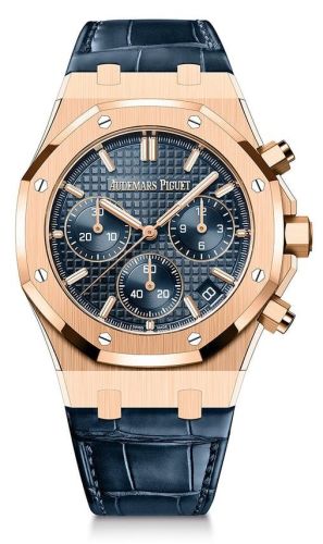 Audemars Piguet Royal Oak Chronograph 41 Pink Gold / Blue / Strap / 50th Anniversary 26240OR.OO.D315CR.01