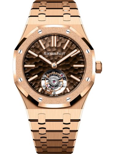 Audemars Piguet Royal Oak Self-Winding Flying Tourbillon Pink Gold - Frosted / Dimpled Brown 26730OR.GG.1320OR.01