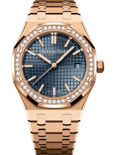 Audemars Piguet Royal Oak Selfwinding 34 Pink Gold - Diamond / Blue / Bracelet 77451OR.ZZ.1361OR.04