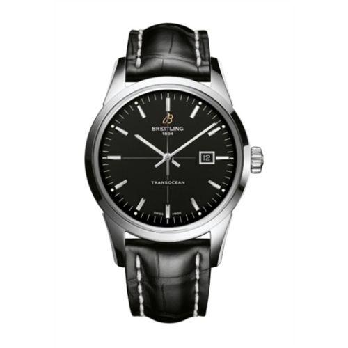Breitling Transocean Date Stainless Steel / Black / Croco / Pin A1036012/BA91/743P/A20BA.1
