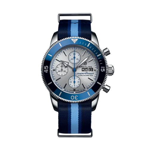 Breitling Superocean Heritage II Chronograph 44 Stainless Steel / Silver / NATO / Ocean Conservancy A133131A1G1W1