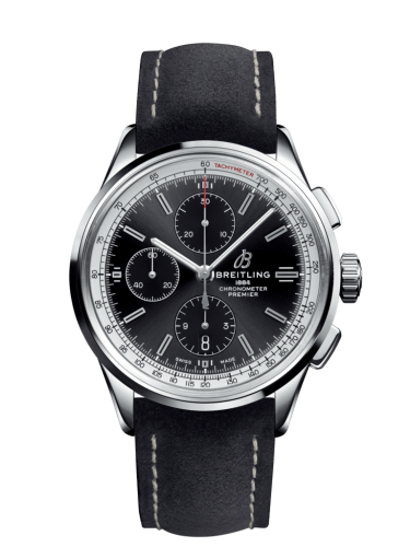 Breitling Premier Chronograph 42 Stainless Steel / Black / Nubuck Black / Tang A13315351B1X2