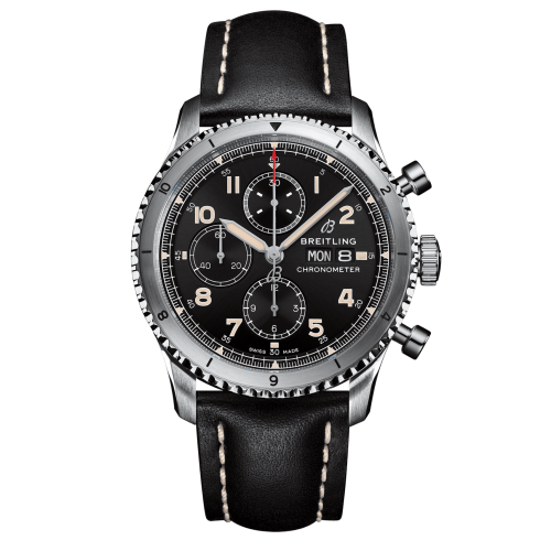Breitling Aviator 8 Chronograph 43 Stainless Steel / Black / Calf / Pin A13316101B1X1