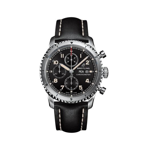 Breitling Aviator 8 Chronograph 43 Stainless Steel / Black / Calf / Folding A13316101B1X2