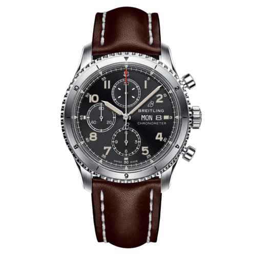 Breitling Aviator 8 Chronograph 43 Stainless Steel / Black / Calf / Pin A13316101B1X3