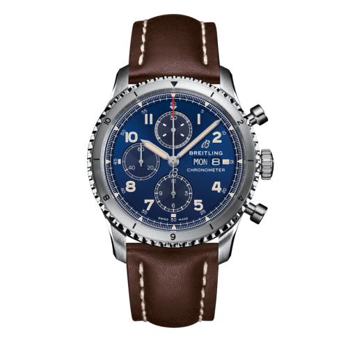 Breitling Aviator 8 Chronograph 43 Stainless Steel / Blue / Calf / Pin A13316101C1X2