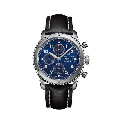 Breitling Aviator 8 Chronograph 43 Stainless Steel / Blue / Calf / Folding A13316101C1X3