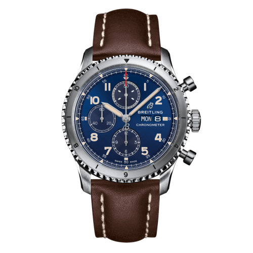 Breitling Aviator 8 Chronograph 43 Stainless Steel / Blue / Calf / Folding A13316101C1X4