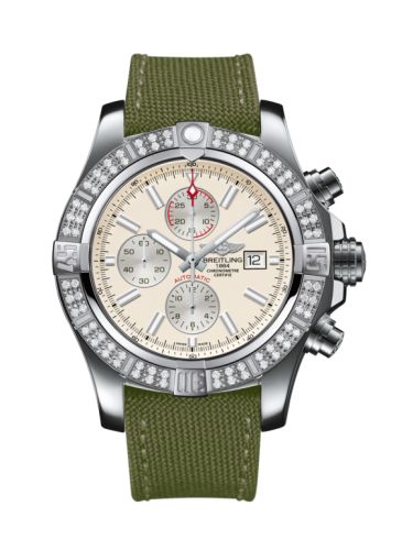Breitling Super Avenger II Stainless Steel / Diamond / Stratus Silver / Military / Pin A1337153/G779/105W/A20BA.1