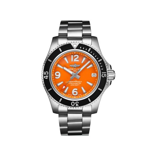 Breitling Superocean 36 Stainless Steel / Orange / Bracelet A17316D71O1A1