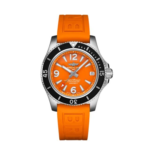 Breitling Superocean 36 Stainless Steel / Orange / Rubber A17316D71O1S1