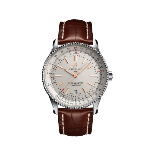 Breitling Navitimer Automatic 41 Automatic Stainless Steel / Silver / Croco / Pin A17326211G1P1