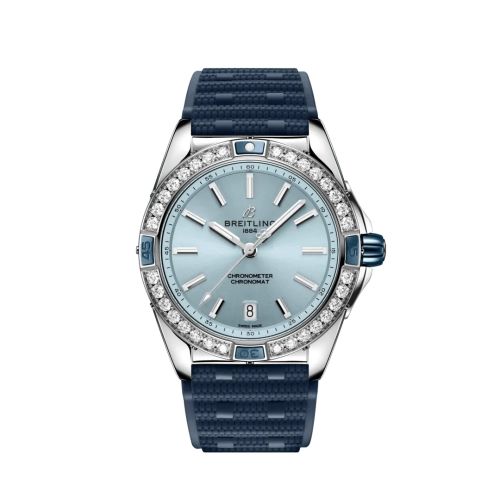 Breitling Super Chronomat 38 Stainless Steel / Ice Blue / Rubber Rouleaux A17356531C1S1