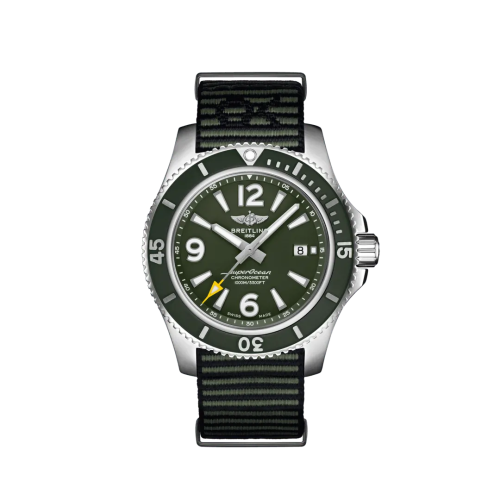 Breitling Superocean 44 Stainless Steel / Green / NATO / OuterKnown A17367A11L1W1