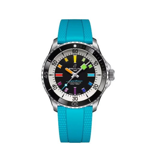 Breitling SuperOcean Automatic 42 Stainless Steel / Black - Rainbow / Rubber A17375211B2S1