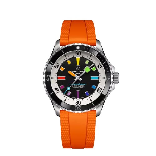 Breitling SuperOcean Automatic 42 Stainless Steel / Black - Rainbow / Rubber A17375211B2S3