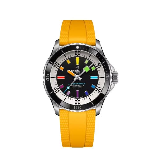 Breitling SuperOcean Automatic 42 Stainless Steel / Black - Rainbow / Rubber A17375211B2S4