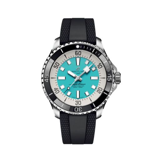 Breitling SuperOcean Automatic 44 Stainless Steel / Turquoise / Rubber A17376211L2S1