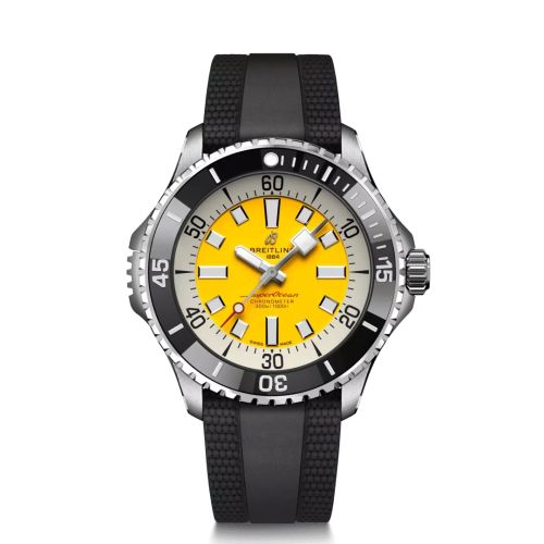 Breitling SuperOcean Automatic 46 Stainless Steel / Yellow / UK / Rubber A173781A1I1S1