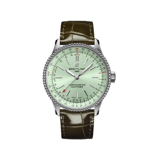 Breitling Navitimer 1 35 Automatic Stainless Steel / Mint Green / Alligator - Folding A17395361L1P2