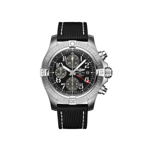 Breitling Avenger Chronograph GMT 45 Stainless Steel / Black / Strap - Pin A24315101B1X1