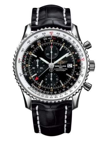 Breitling Navitimer World Stainless Steel / Black / Croco / Pin A24322121B1P1