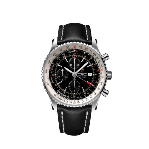 Breitling Navitimer 1 Chronograph GMT Stainless Steel / Black / Calf / Pin A24322121B2X1