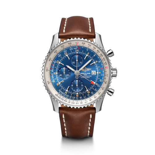 Breitling Navitimer World Stainless Steel / Blue / Calf / Pin A24322121C1X2