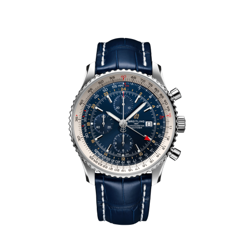 Breitling Navitimer 1 Chronograph GMT Stainless Steel / Blue / Croco / Pin A24322121C2P1