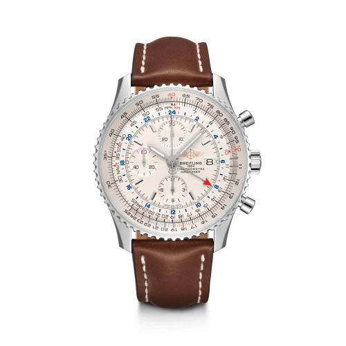 Breitling Navitimer World Stainless Steel / Silver / Calf / Pin A24322121G1X1