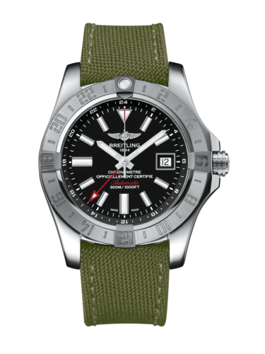 Breitling Avenger II GMT Stainless Steel / Volcano Black / Military / Pin A3239011/BC35/106W/A20BA.1