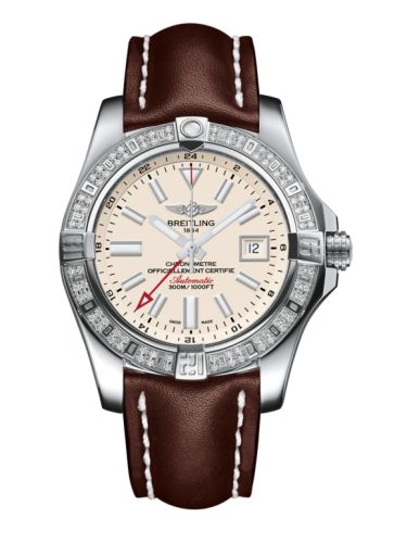 Breitling Avenger II GMT Stainless Steel / Diamond / Stratus Silver / Calf A3239053.G778.437X