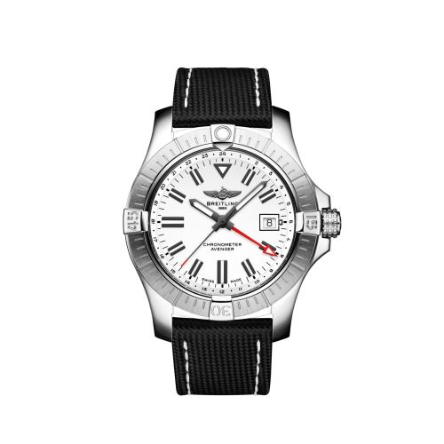 Breitling Avenger Automatic GMT 43 Stainless Steel / White / Calf / Folding A32397101A1X2