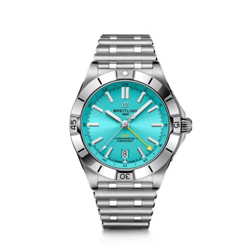 Breitling Chronomat 40 GMT Stainless Steel / Turquoise / Hong Kong A32398A21L1A1