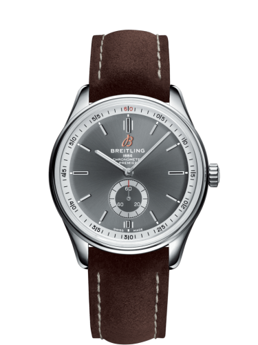 Breitling Premier Automatic 40 Stainless Steel / Anthracite / Nubuck Brown / Folding A37340351B1X1