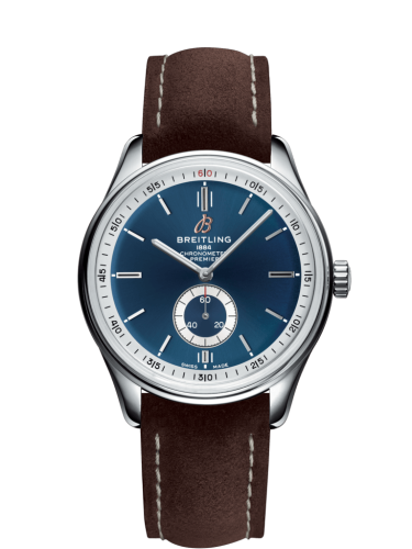 Breitling Premier Automatic 40 Stainless Steel / Blue / Nubuck Brown / Tang A37340351C1X2
