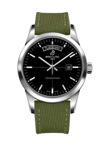 Breitling Transocean Day & Date Stainless Steel / Black / Military / Pin A4531012/BB69/106W/A20BA.1