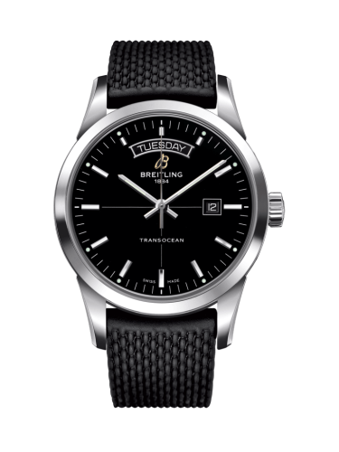 Breitling Transocean Day & Date Stainless Steel / Black / Rubber / Pin A4531012/BB69/278S/A20S.1