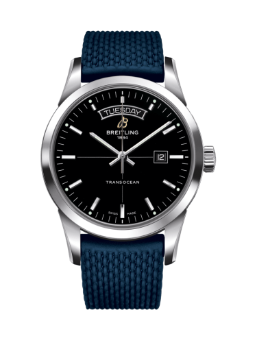 Breitling Transocean Day & Date Stainless Steel / Black / Rubber / Pin A4531012/BB69/280S/A20S.1
