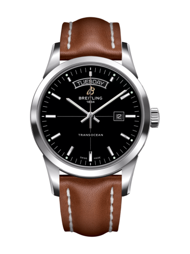 Breitling Transocean Day & Date Stainless Steel / Black / Calf / Pin A4531012/BB69/433X/A20BA.1