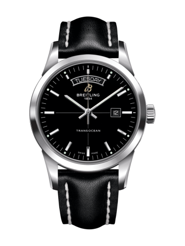 Breitling Transocean Day & Date Stainless Steel / Black / Calf / Folding A4531012/BB69/438X/A20D.1