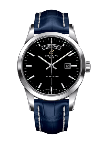 Breitling Transocean Day & Date Stainless Steel / Black / Croco / Pin A4531012/BB69/731P/A20BA.1