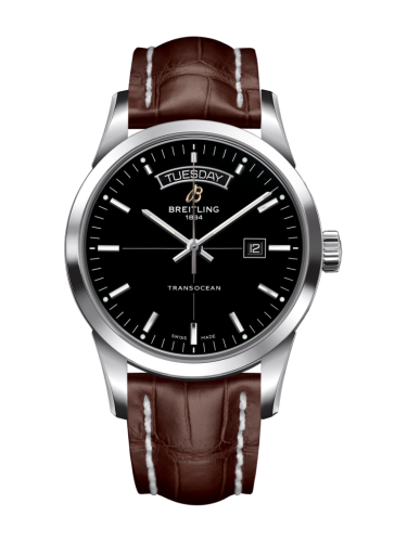 Breitling Transocean Day & Date Stainless Steel / Black / Croco / Folding A4531012/BB69/740P/A20D.1